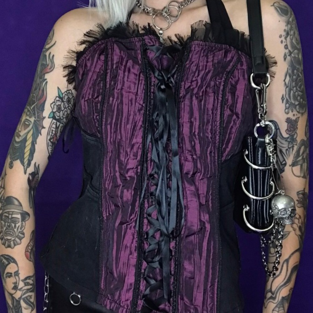 plum black and purple corset top - Picture 3 of 4